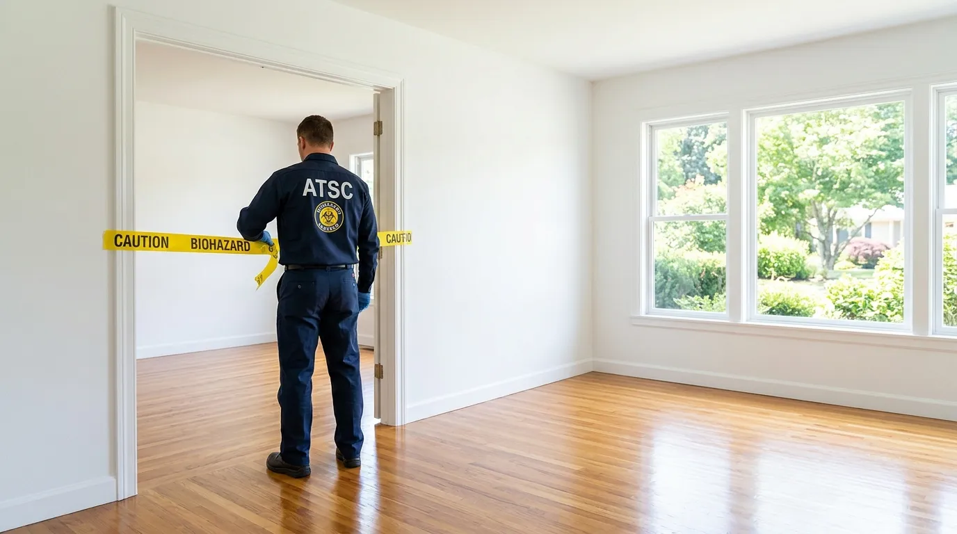 Certified biohazard cleanup crew performing Trauma Scene Cleanup in Elgin